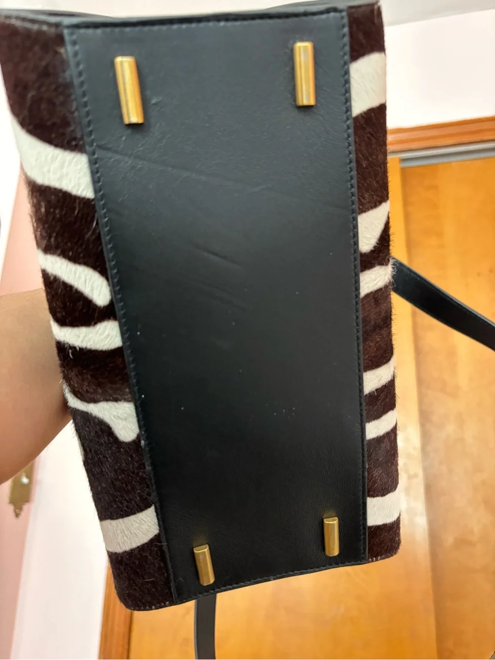 Oscar de la Renta pony hair Brown and White Zebra-Print Top-Handle Satchel